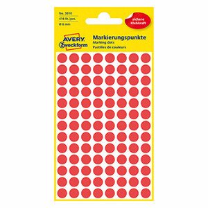 Avery Zweckform etikety 8mm, červené, 104 etiket, značkovacie, balené po 4 ks, 3010, pre ručný popis