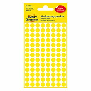 Avery Zweckform etikety 8mm, žlté, 104 etiket, značkovacie, balené po 4 ks, 3013, pre ručný popis