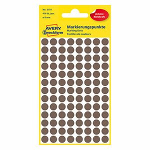 Avery Zweckform etikety 8mm, hnedosivé, 104 etiket, značkovacie, balené po 4 ks, 3110, pre ručný popis