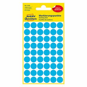 Avery Zweckform etikety 12mm, modré, 54 etiket, značkovacie, balené po 5 ks, 3142, pre ručný popis