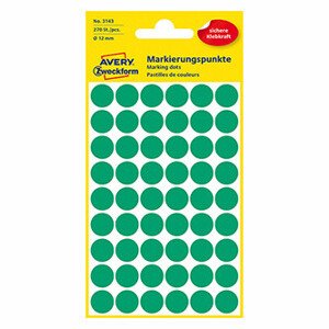 Avery Zweckform etikety 12mm, zelené, 54 etiket, značkovacie, balené po 5 ks, 3143, pre ručný popis