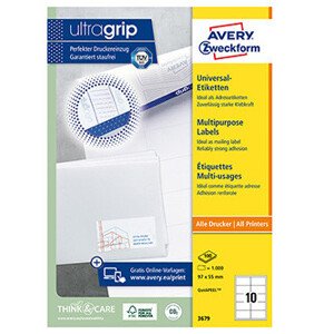 Avery Zweckform etikety 97 x 55 mm, A4, biele, 10 etiket, balené po 100 ks, 3679, pre laserové a inkoustové tlačiarne, kopírky