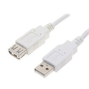 Logo USB predlžovačka (2.0), USB A samec - USB A samica, 0.3m, biela, blister