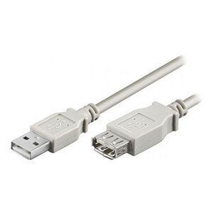 USB predlžovací kábel (2.0), USB A samec - USB A samica, 5m, sivý