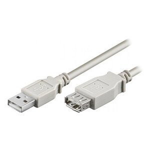 Logo USB predlžovací kábel (2.0), USB A samec - USB A samica, 5m, sivý