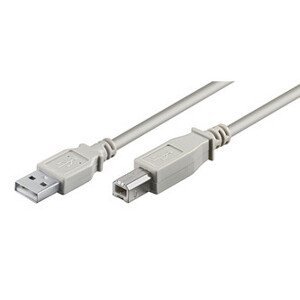 USB kábel (2.0), USB A samec - USB B samec, 3m, šedý, plastic bag