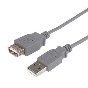 USB predlžovačka (2.0), USB A samec - USB A samica, 3m, sivý