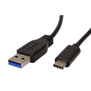 USB kábel (3.1), USB A samec - USB C samec, 1m, kulatý, čierny, plastic bag