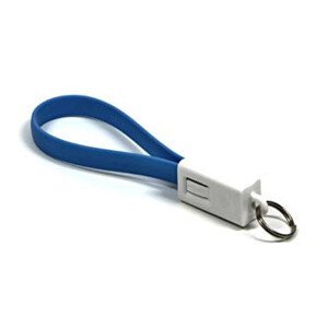 USB kábel (2.0), USB A samec - microUSB samec, 0.2m, modrý, kľúčenka
