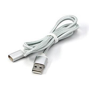USB kábel (2.0), USB A samec - Magnetická koncovka, 1m, strieborný