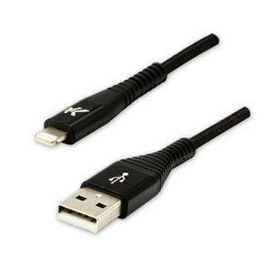 Logo USB kábel (2.0), USB A samec - Apple Lightning samec, 1m, MFi certifikácia, 5V/2,4A, černý, box, nylonové opletenie, hliníko
