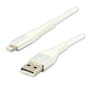 Logo USB kábel (2.0), USB A samec - Apple Lightning samec, 1m, MFi certifikácia, 5V/2,4A, biely, box, nylonové opletenie, hliníkový