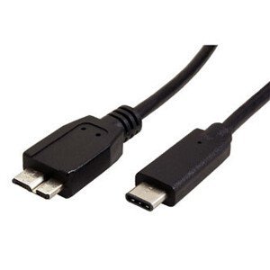 USB kábel (3.0), USB C samec - USB micro B samec, 0.5m, kulatý, čierny, plastic bag