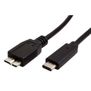 USB kábel (3.0), USB C samec - USB micro B samec, 1m, guľatý, černý, plastic bag, DOPRODEJ