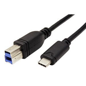 USB kábel (3.0), USB C samec - USB3.0 B samec, 3m, kulatý, černý, plastic bag, SuperSpeed