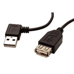 USB predlžovačka (2.0), USB A samec - USB A samica, 0.3m, lomený 90° (VĽAVO), černý