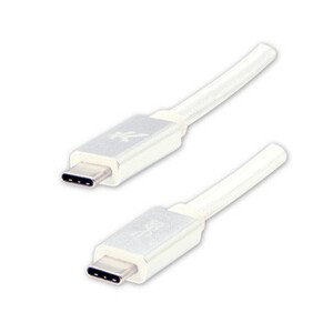 Logo USB kábel (3.2 gen 1), USB C samec - USB C samec, 1m, 5 Gb/s, 5V/3A, biely, box, nylonové opletenie, hliníkový kryt konektora