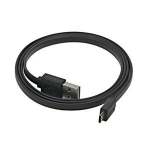 USB kábel (2.0), USB A samec reversible - microUSB samec reversible, 1m, plochý, čierny