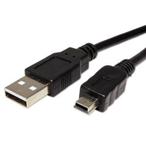 Logo USB kábel (2.0), USB A samec - miniUSB samec, 1m, černý, blister