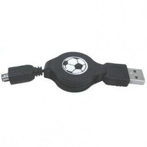 Logo USB kábel (1.1), USB A samec - 4-pin samec, 0.7m, navíjacie, čierne, HIROSE