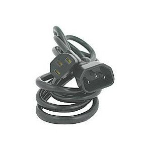 Síťový kabel 230V predlžovací, C13 - C14, 2m, VDE approved, černý