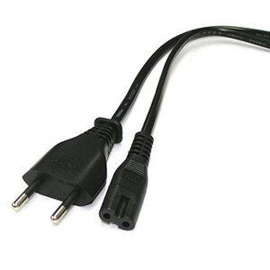 Síťový kábel 230V napájací, CEE7/16 (euro zástrčka) - C7, 2m, VDE approved, čierny, 2-pinová koncovka