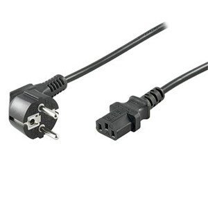 Síťový kábel 230V napájací, CEE7 (vidlica) - C13, 1m, VDE approved, čierny