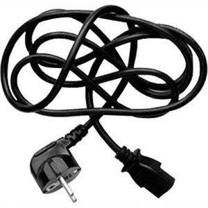 Síťový kabel 230V napájací, CEE7 (vidlica) - C13, 2m, VDE approved, černý, Logo