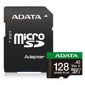 ADATA MicroSDXC karta 128 GB Speed Plus, U3, C10, A2, V30 (R: 180/W: 160 MB/s) + SD adaptér