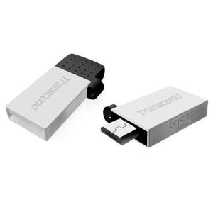 Transcend 16GB JetFlash 380S, USB 2.0/micro USB flash disk, OTG, malé rozmery, strieborne zafarbený kov