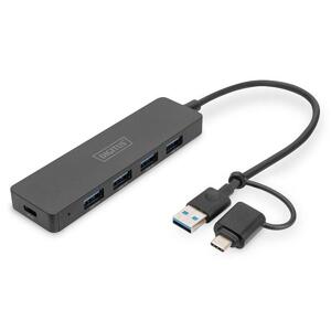 Digitus USB 3.0 Hub 4-Port, Slim Line, 0,2 m kábel