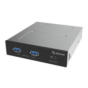 AKASA USB predný panel USB-C a dual USB-A porty, 3.5'' PC bay