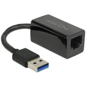 Delock Adaptér Super Speed USB (USB 3.1 Gen 1) s USB Typ-A samec > Gigabit LAN 10/100/1000 Mbps kompaktný čierny