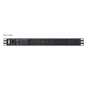 Aten PE0110S Základné 1U PDU s prepäťovou ochranou 10A vstup C14 výstup 10x C13