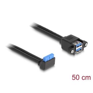 Delock Kábel USB 5 Gbps zo zásuvkového pinového konektora, na 2 x zásuvky rozhrania USB 5 Gbps Typ-A, na vstavanie, 50 cm