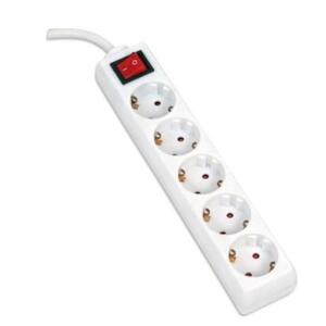OMEGA Predlžovacia zásuvková lišta s 5 zásuvkami WITH BASIC SURGE PROTECTION 5,0 M 16A 5 SOCKET TYPE F SCHUKO GERMAN WHIT