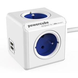 Síťový kabel 230V predlžovací, CEE7 (vidlica) - POWERCUBE, 1.5m, EXTENDED USB, modrý, POWERCUBE, 4 zásuvky, 2xUSB port, dětská po