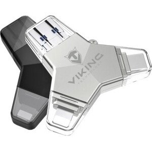 Viking USB Flash disk 3.0 4v1 s koncovkou Lightning/Micro USB/USB/USB-C, 32 GB, čierna