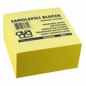 Bloček samolepiaci 75x75mm žltý kocka 400 listov