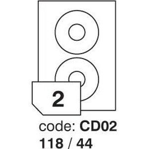 Etikety 118x44mm 2xCD na A4 biele 100listov R0100.CD02A Rayfilm