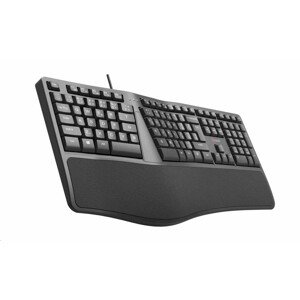 C-TECH Klávesnica KB-113E USB, ERGO, čierna, SK/SK