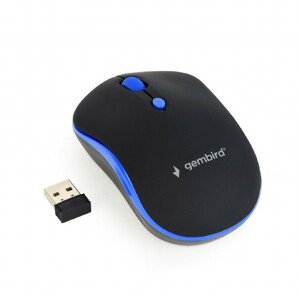 GEMBIRD myš MUSW-4B-03-B, čierno-modrá, bezdrôtová, USB nano receiver