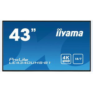 Iiyama monitor ProLite LE4340UHS-B1, 109, 2 cm (43''), 4K, VGA, HDMI, DVI, USB, RJ45, RS232, black