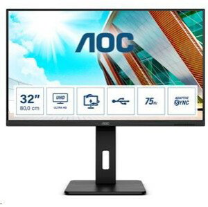 AOC MT VA LCD WLED 31, 5" U32P2CA - VA panel, 3840x2160, 2xHDMI, DP, USB-C, USB, repro, pivot