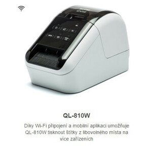 BROTHER tlačiareň štítkov QL-810W - 62mm, termotlač, WIFI, Profi Tlačiareň Štítkov / po dokúpení DK-22251 tlač červená /