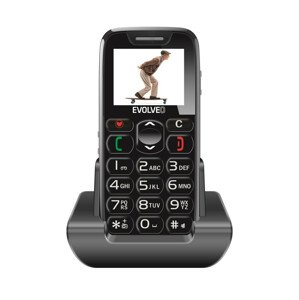 EVOLVEO EasyPhone, mobilný telefón pre seniorov s nabíjacím stojanom (čierna farba)