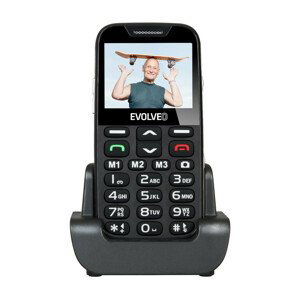 EVOLVEO EasyPhone XD, mobilný telefón pre seniorov s nabíjacím stojanom (čierna farba)