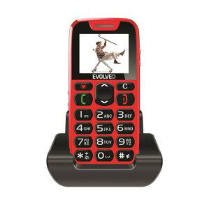 EVOLVEO EasyPhone, mobilný telefón pre seniorov s nabíjacím stojanom (červená farba)