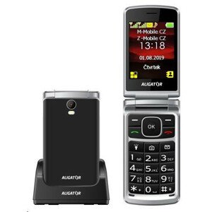 Aligator V710 Senior, Dual SIM, čierna-strieborná + nabíjací stojan