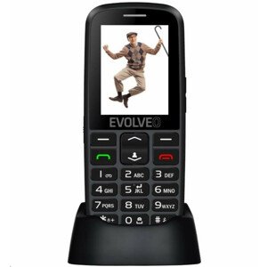 EVOLVEO EasyPhone EG, mobilný telefón pre seniorov s nabíjacím stojanom, čierna